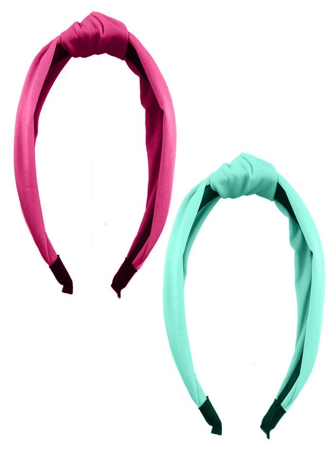 LINYUEARUI 6PCS Fashion Top Knot Headbands, Hot Pink Top Knot Decorative Hair Accessories Fabric Headband, Yoga Elastic Headbands, Christmas and Birthday Party Supplies Hair Accessories - Image 1